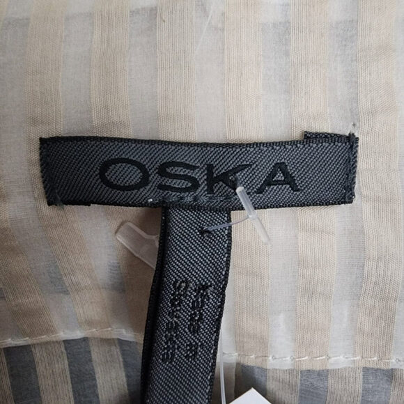 OSKA Cream Sheer Cotton Silk Button Up Blazer Size M/L - Picture 7 of 10